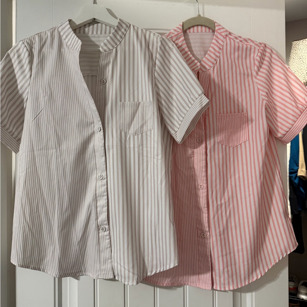 Striped button down shirts set of 2